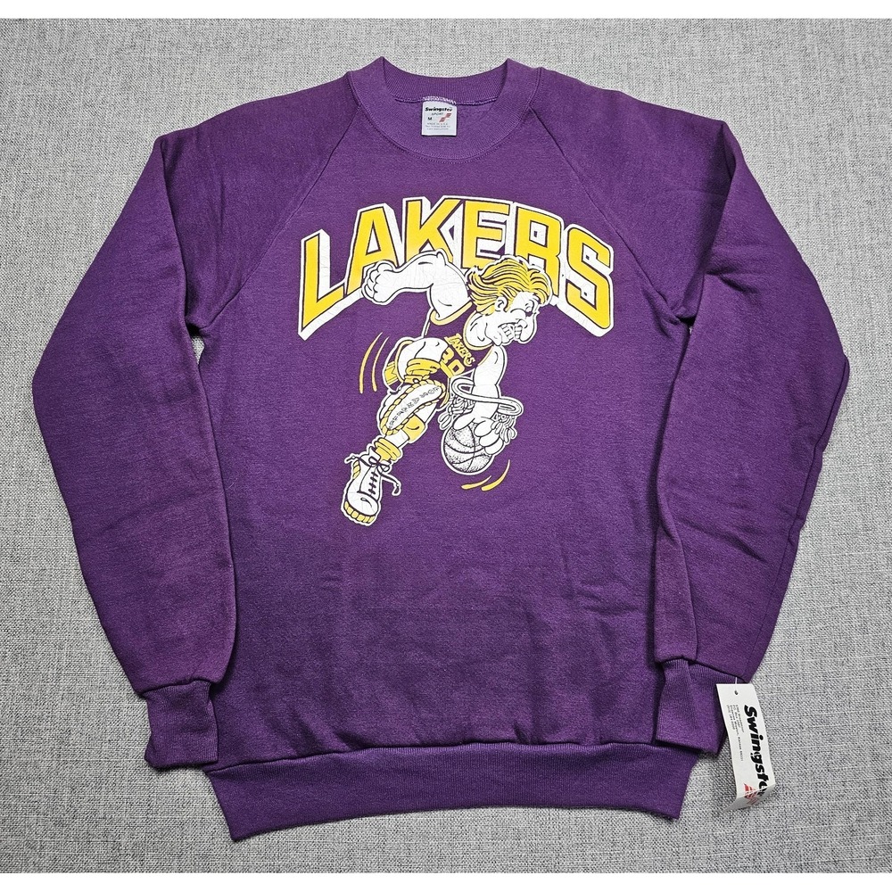 VINTAGE Los Angeles Lakers Sweatshirt Mens Medium NBA Basketball Swingster 90s